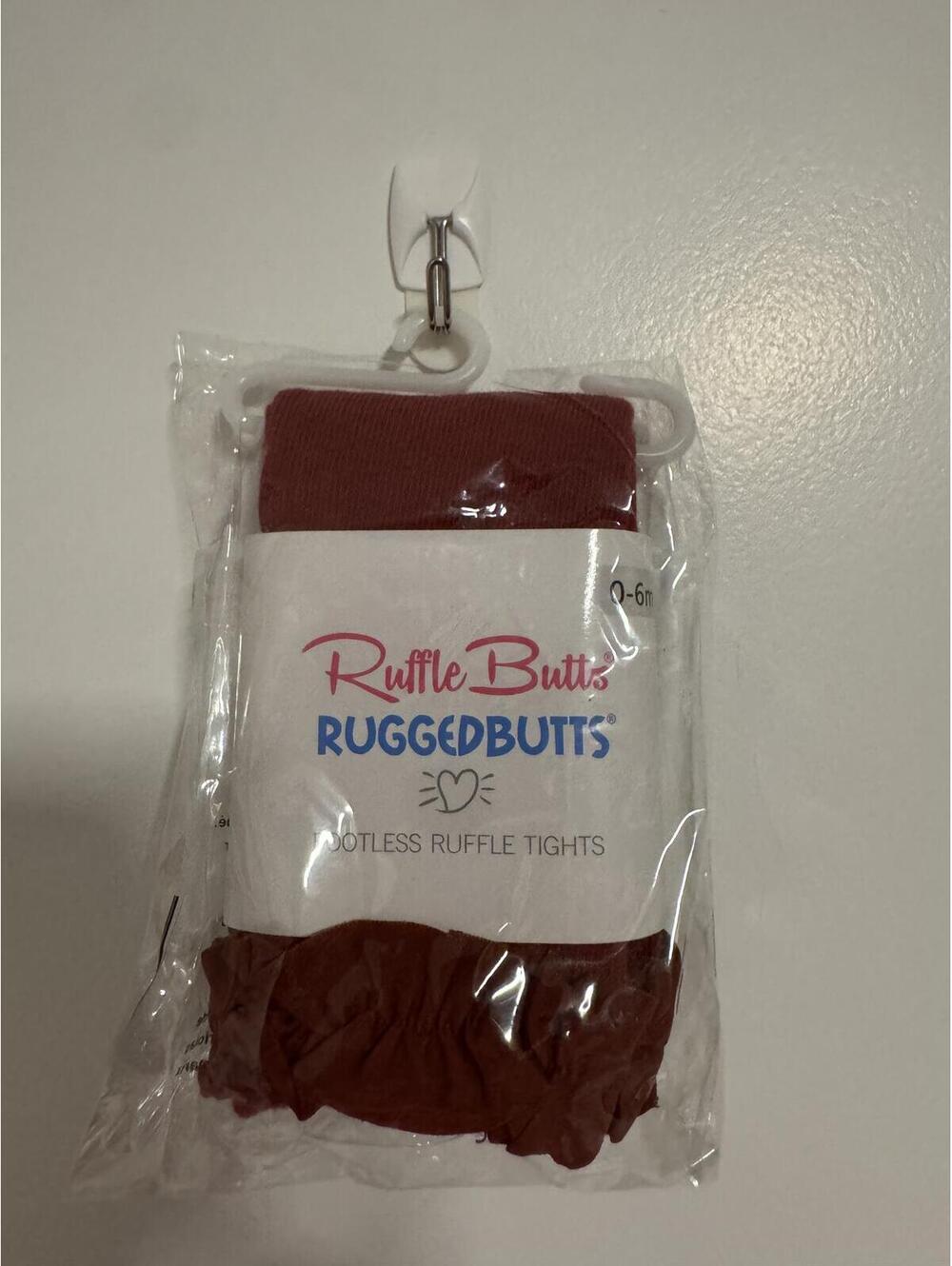 RuffleButts NIP Burgundy / Rust Footless Ruffle Tights - Size 0-6m